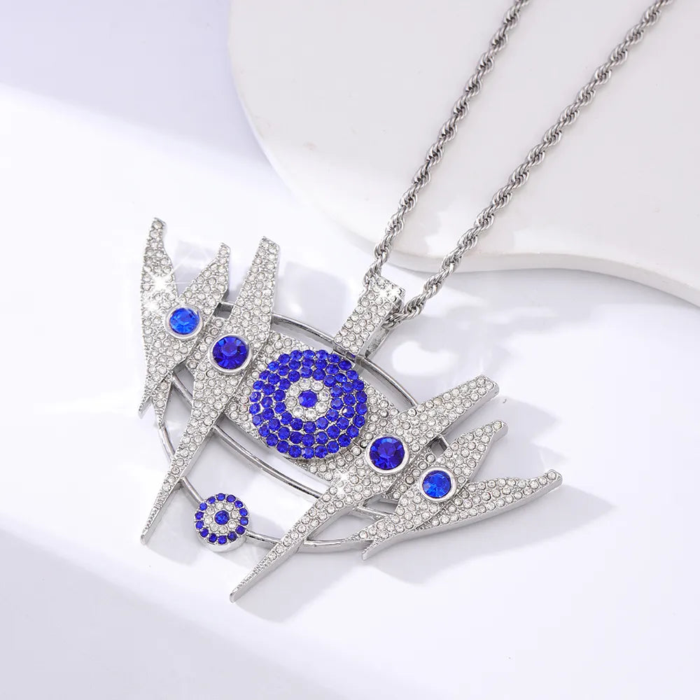 Casual Hip-Hop Rock Eye 201 Stainless Steel Alloy Inlay Rhinestones Unisex Pendant Necklace