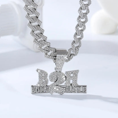 Casual Hip-Hop Rock Letter Number 201 Stainless Steel Alloy Inlay Rhinestones Unisex Pendant Necklace