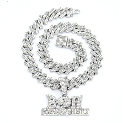 Casual Hip-Hop Rock Letter Number 201 Stainless Steel Alloy Inlay Rhinestones Unisex Pendant Necklace