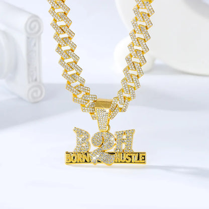 Casual Hip-Hop Rock Letter Number 201 Stainless Steel Alloy Inlay Rhinestones Unisex Pendant Necklace