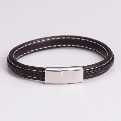 Casual Hip-Hop Round 304 Stainless Steel Men'S Wristband