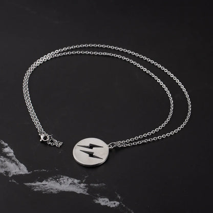 Casual Hip-Hop Simple Style Round Lightning 304 Stainless Steel Polishing Hollow Out Men'S Pendant Necklace