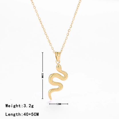 Casual Hip-hop Simple Style Snake Stainless Steel Plating White Gold Plated Gold Plated Pendant Necklace