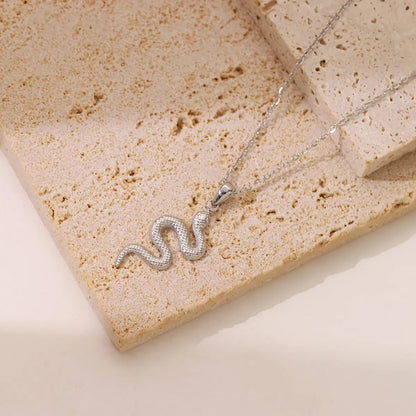 Casual Hip-hop Simple Style Snake Stainless Steel Plating White Gold Plated Gold Plated Pendant Necklace