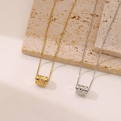 Casual Hip-hop Simple Style Solid Color Stainless Steel Plating White Gold Plated Gold Plated Pendant Necklace