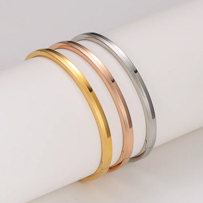 Casual Hip-Hop Solid Color 304 Stainless Steel 18K Gold Plated Rose Gold Plated Bangle In Bulk