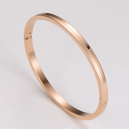 Casual Hip-Hop Solid Color 304 Stainless Steel 18K Gold Plated Rose Gold Plated Bangle In Bulk