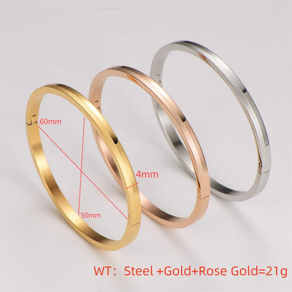 Casual Hip-Hop Solid Color 304 Stainless Steel 18K Gold Plated Rose Gold Plated Bangle In Bulk