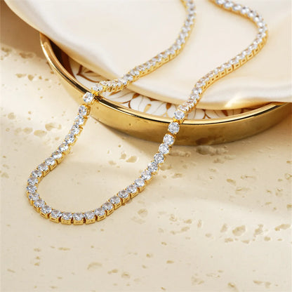 Casual Hip-hop Solid Color Copper Plating Inlay Zircon Silver Plated Necklace