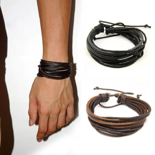 Casual Hip-Hop Solid Color Pu Leather Men'S Bracelets