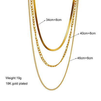 Casual Hip-hop Solid Color Titanium Steel Plating 18k Gold Plated Layered Necklaces