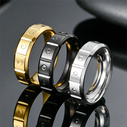 Casual Hip-hop Solid Color Titanium Steel Plating 18k Gold Plated Men's Rings