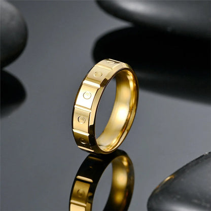 Casual Hip-hop Solid Color Titanium Steel Plating 18k Gold Plated Men's Rings