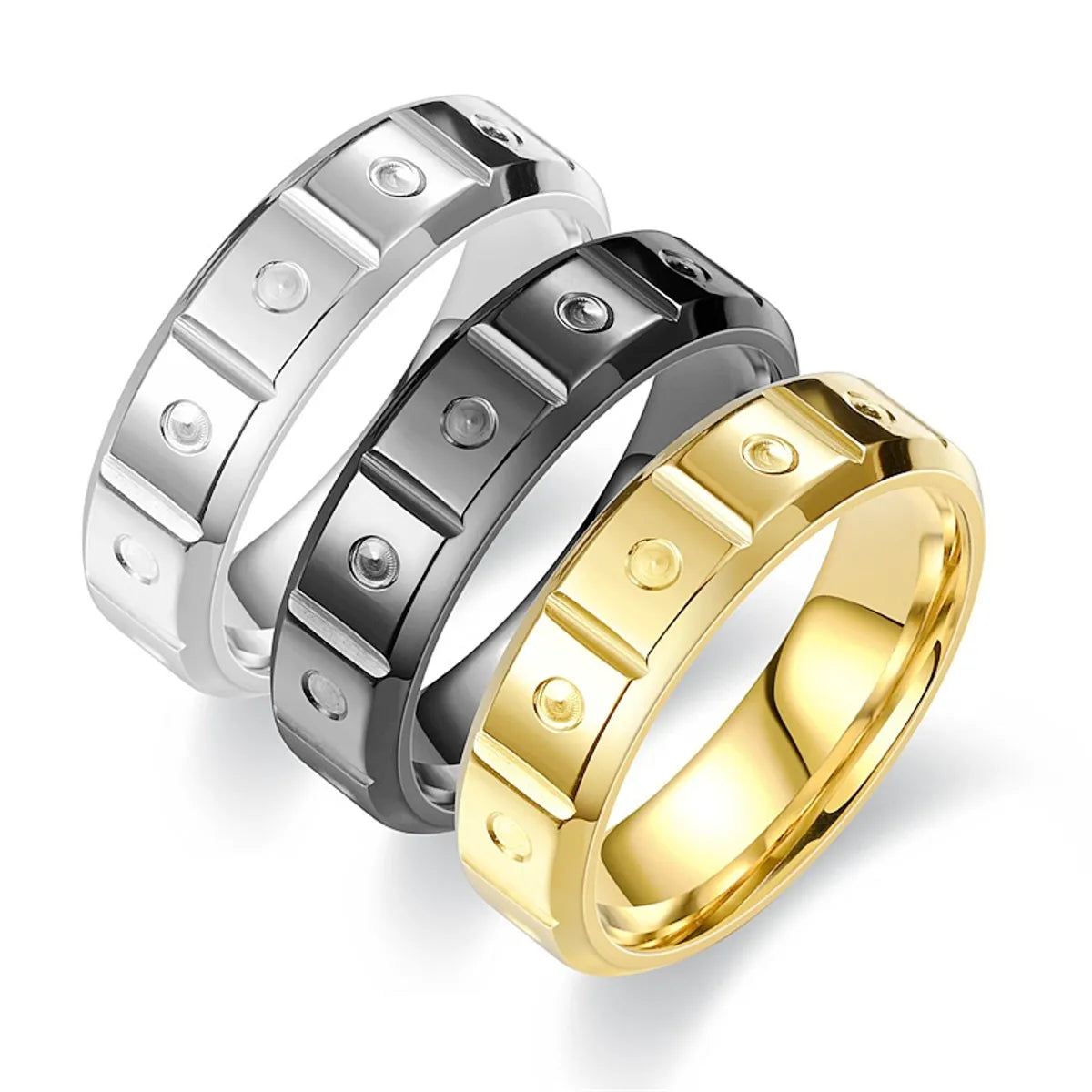 Casual Hip-hop Solid Color Titanium Steel Plating 18k Gold Plated Men's Rings