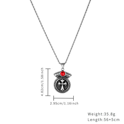 Casual Hip-Hop Streetwear Cross Wings Stainless Steel Polishing Inlay Opal Zircon Pendant Necklace