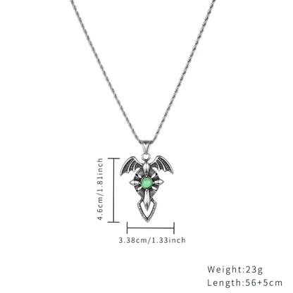 Casual Hip-Hop Streetwear Cross Wings Stainless Steel Polishing Inlay Opal Zircon Pendant Necklace