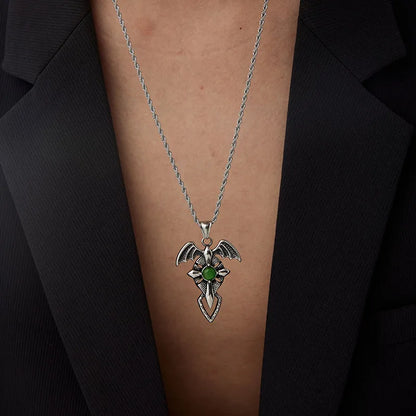 Casual Hip-Hop Streetwear Cross Wings Stainless Steel Polishing Inlay Opal Zircon Pendant Necklace