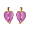 Casual Holiday Style Colormatching Love Paint Exaggerated Metal Heartshaped Earrings With Electroplating For Women