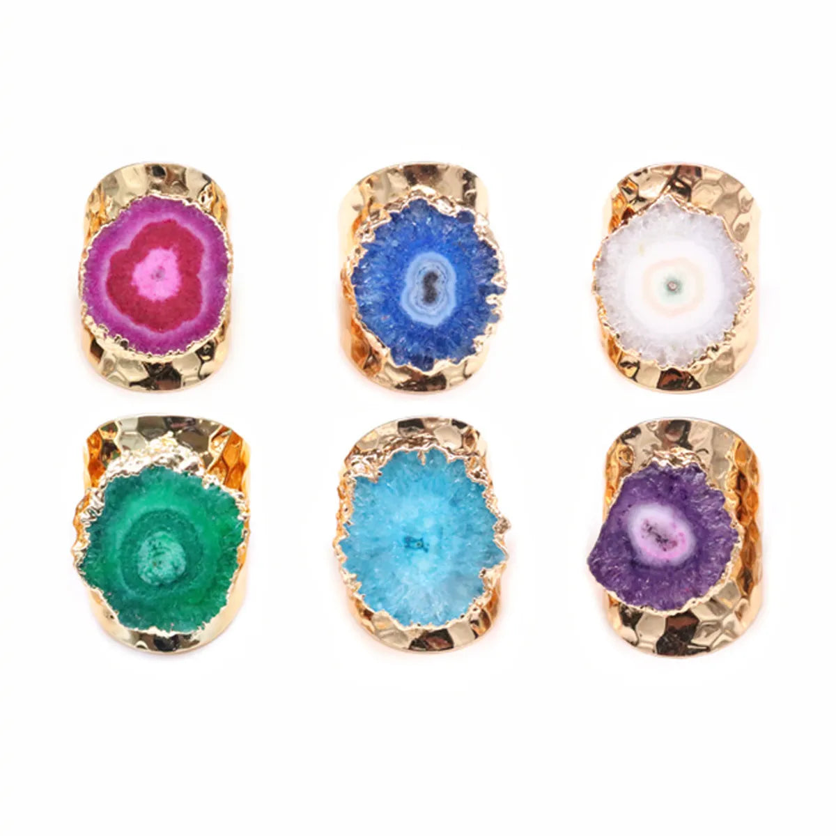 Casual Irregular Agate Brass Natural Stone Wholesale Open Ring