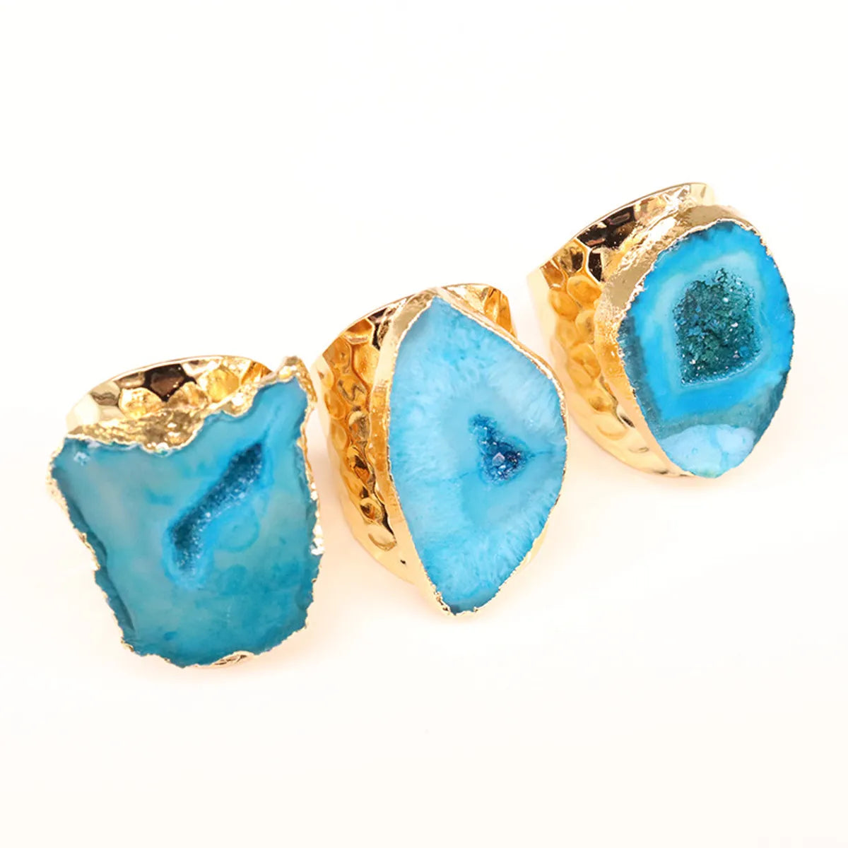 Casual Irregular Crystal Agate Gold Plated Crystal Wholesale Open Ring