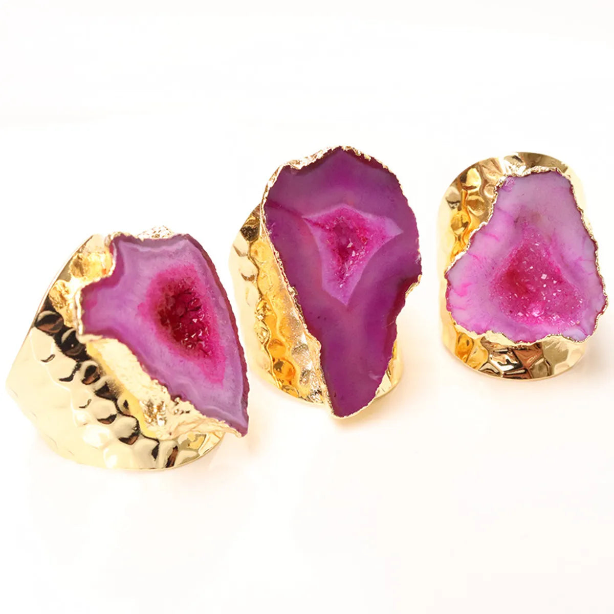 Casual Irregular Crystal Agate Gold Plated Crystal Wholesale Open Ring