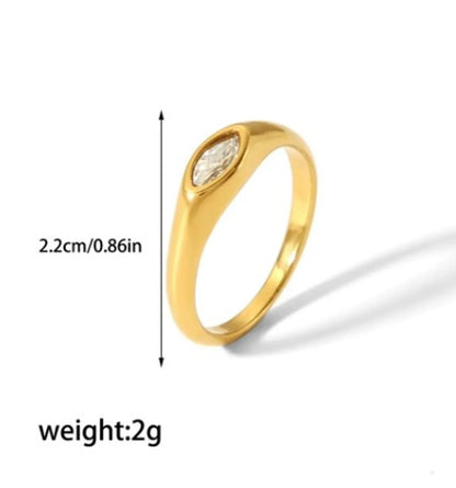 Casual Korean Style Round Stainless Steel Plating Inlay Zircon 18k Gold Plated Rings