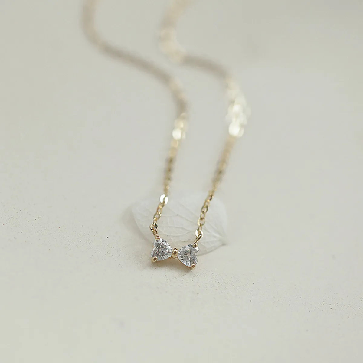 Casual Lady Bow Knot Sterling Silver Inlay Zircon Pendant Necklace