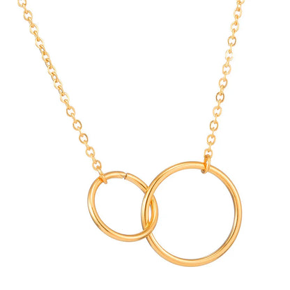 Casual Lady Double Ring Titanium Steel Pendant Necklace