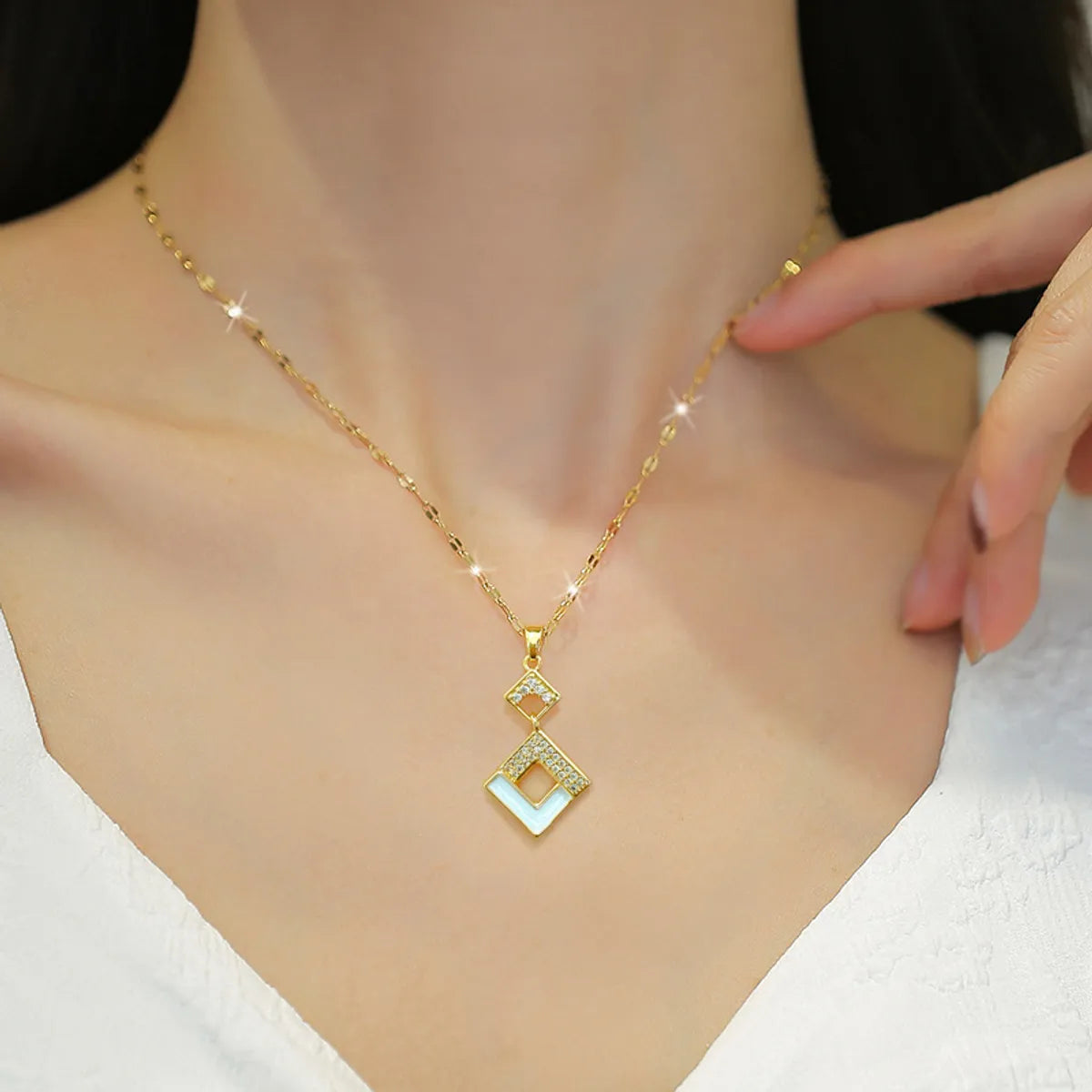 Wholesale Casual Lady Geometric Titanium Steel Plating Inlay Zircon Earrings Necklace