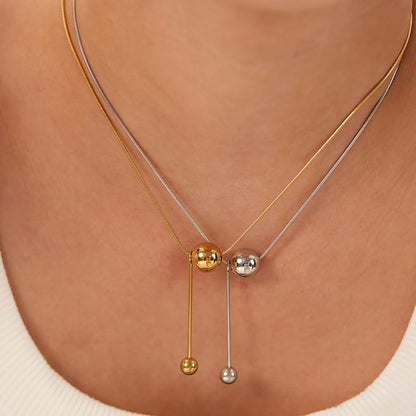 Casual Lady Simple Style Ball Stainless Steel Plating 18k Gold Plated Pendant Necklace