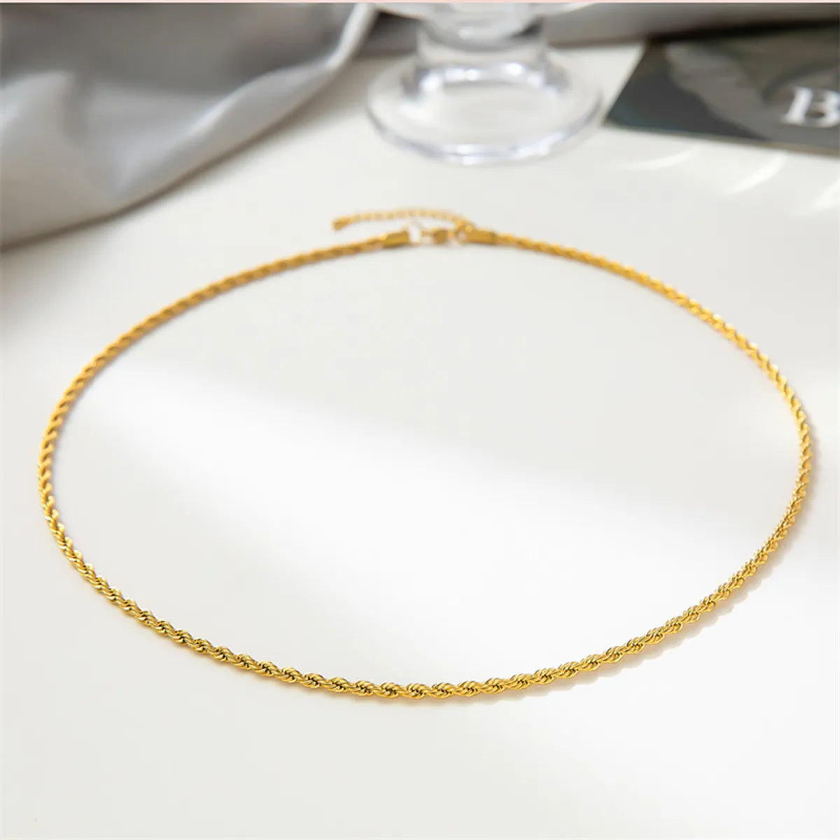 Casual Lady Solid Color Titanium Steel Plating 18k Gold Plated Necklace