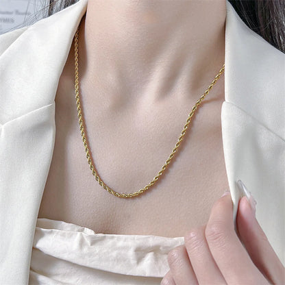 Casual Lady Solid Color Titanium Steel Plating 18k Gold Plated Necklace