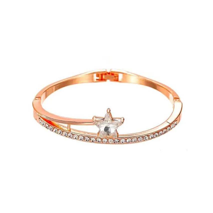 Casual Lady Star Flower Alloy Cloth Plating Inlay Artificial Gemstones Women'S Bracelets Bangle