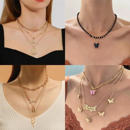 Casual Lady Star Moon Butterfly Alloy Metal Brass Plating Inlay Rhinestones Pearl Zircon 18k Gold Plated Gold Plated Silver Plated Layered Necklaces Long Necklace Necklace