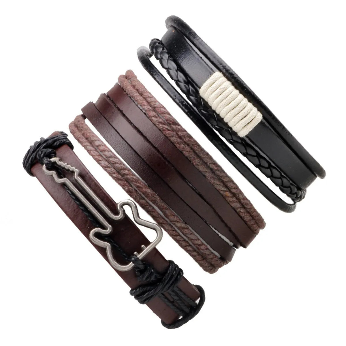 Casual Letter Feather Wings Pu Leather Alloy Beaded Patchwork Men'S Bracelets