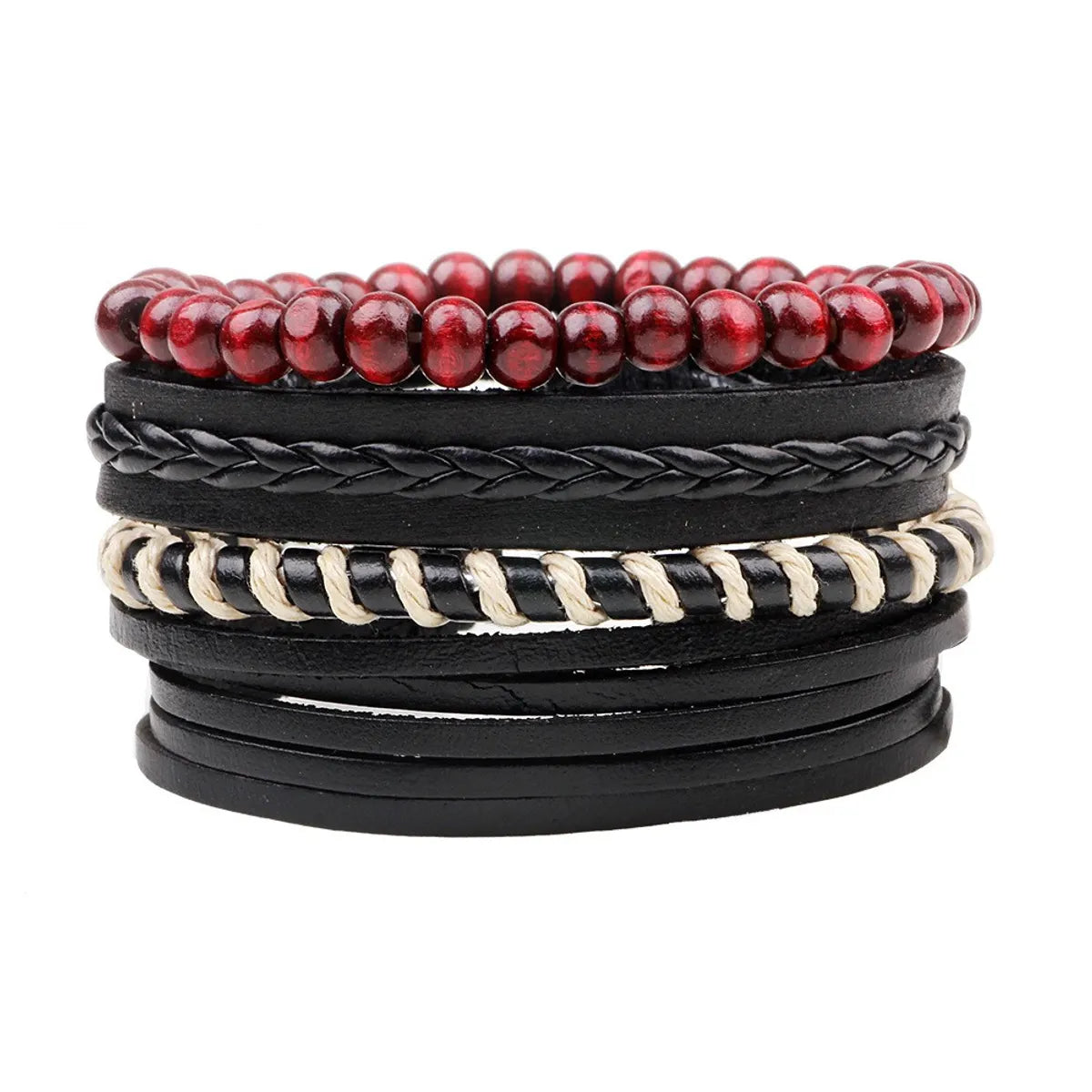 Casual Letter Feather Wings Pu Leather Alloy Beaded Patchwork Men'S Bracelets