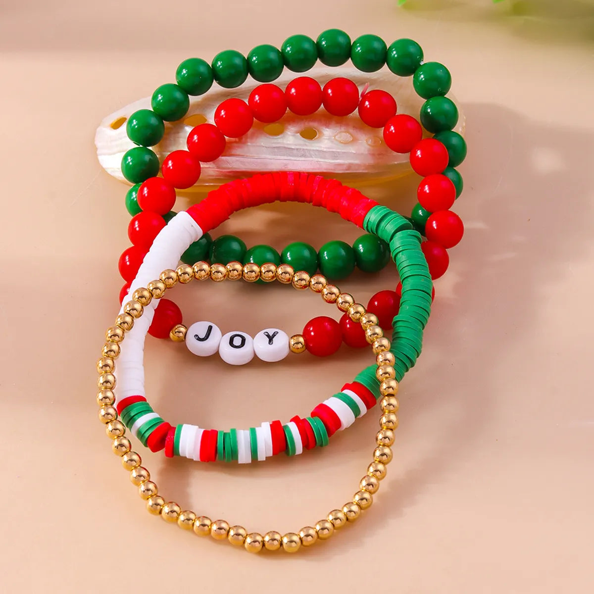 Casual Letter Soft Clay Beaded Christmas Women's Bracelets