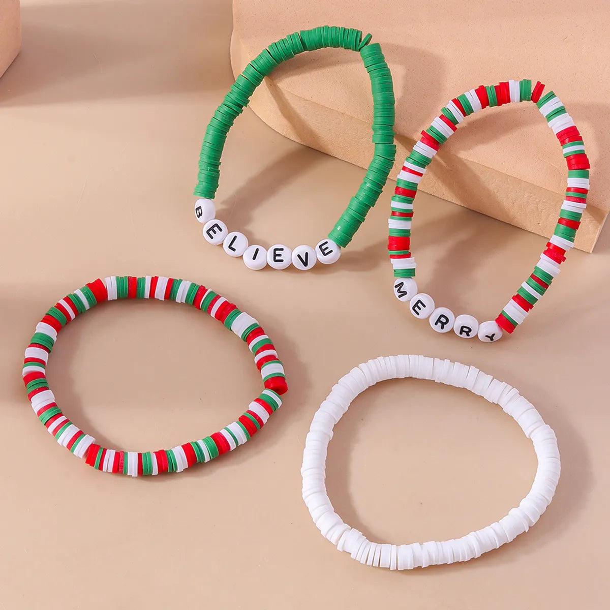 Casual Letter Soft Clay Beaded Christmas Women's Bracelets