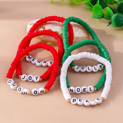 Casual Letter Soft Clay Beaded Christmas Women's Bracelets