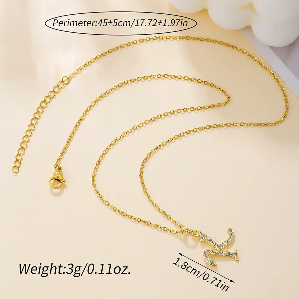 Casual Letter Stainless Steel Copper Plating 18k Gold Plated Pendant Necklace