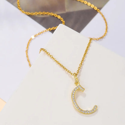 Casual Letter Stainless Steel Copper Plating 18k Gold Plated Pendant Necklace