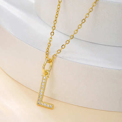 Casual Letter Stainless Steel Copper Plating 18k Gold Plated Pendant Necklace