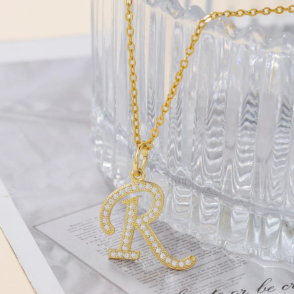 Casual Letter Stainless Steel Copper Plating 18k Gold Plated Pendant Necklace