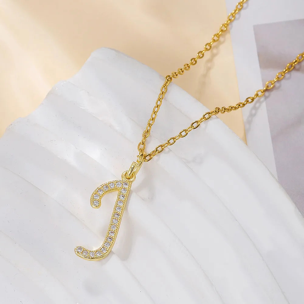 Casual Letter Stainless Steel Copper Plating 18k Gold Plated Pendant Necklace