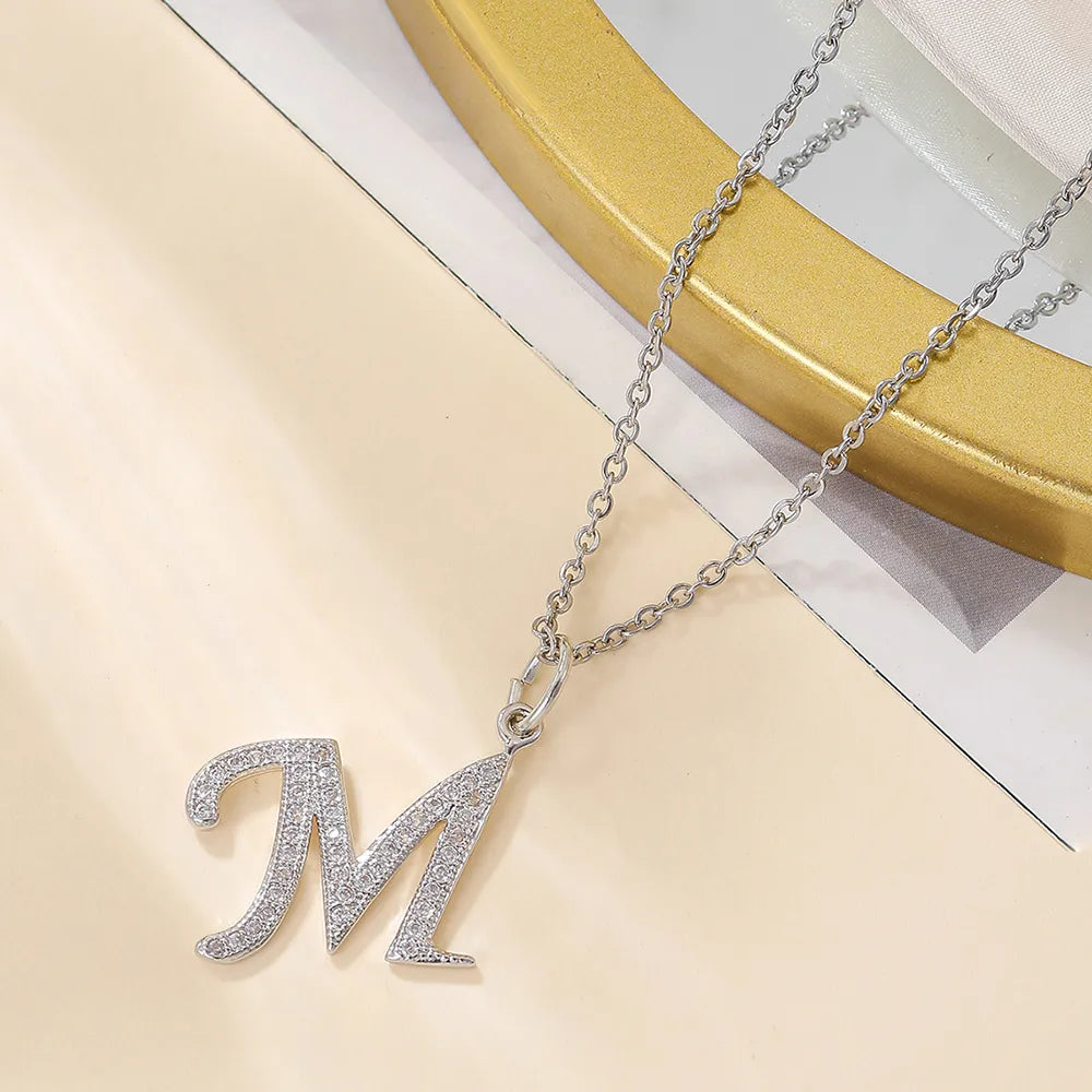 Casual Letter Stainless Steel Copper Plating 18k Gold Plated Pendant Necklace