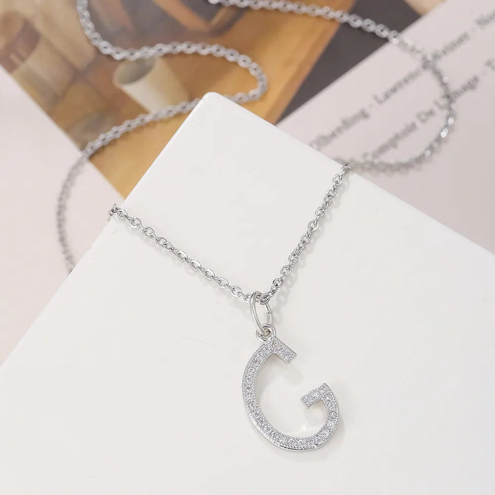 Casual Letter Stainless Steel Copper Plating 18k Gold Plated Pendant Necklace