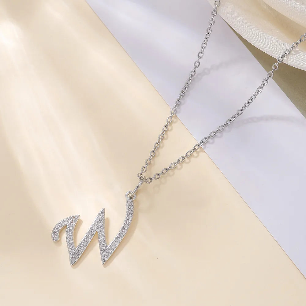 Casual Letter Stainless Steel Copper Plating 18k Gold Plated Pendant Necklace