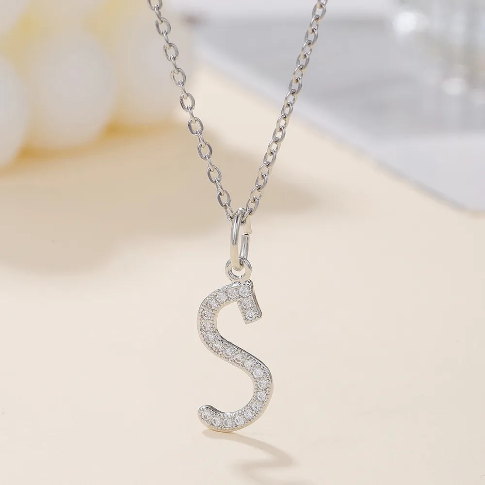 Casual Letter Stainless Steel Copper Plating 18k Gold Plated Pendant Necklace