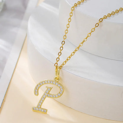 Casual Letter Stainless Steel Copper Plating 18k Gold Plated Pendant Necklace