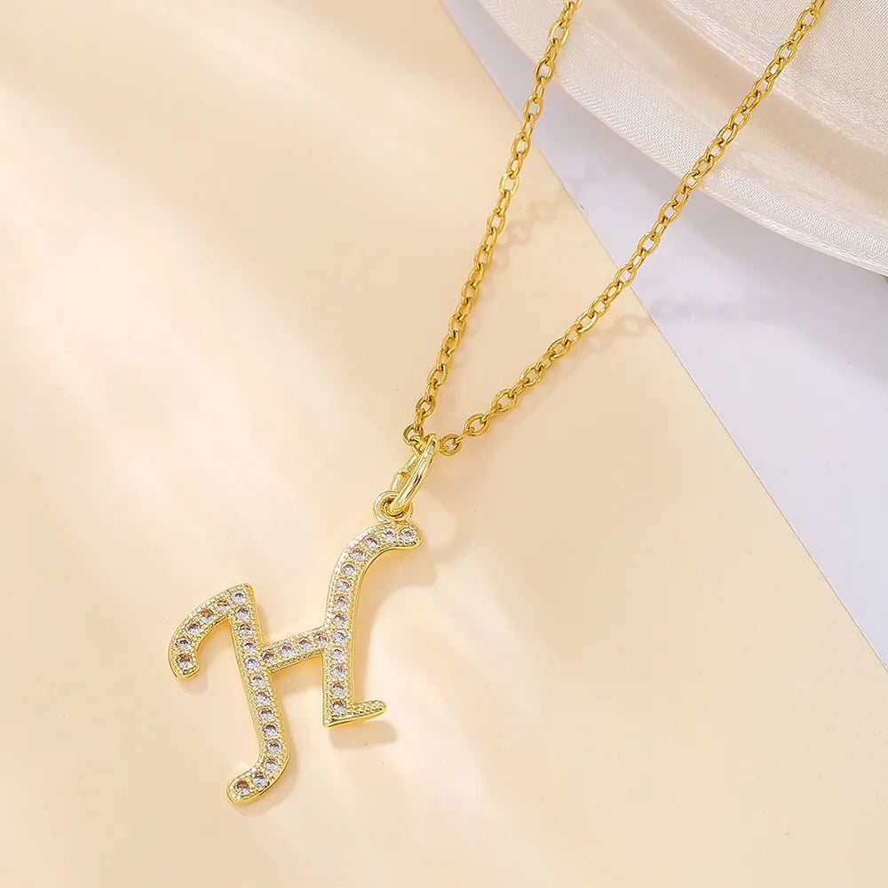 Casual Letter Stainless Steel Copper Plating 18k Gold Plated Pendant Necklace